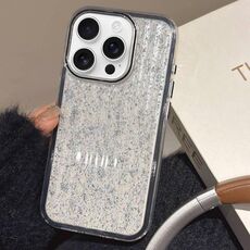 Per iPhone 15 Pro Max Custodia per telefono in TPU ibrido PC ondulato glitterato (nero)