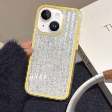 Per iPhone 15 Plus Custodia per telefono TPU ibrida in PC ondulato glitterato (giallo)