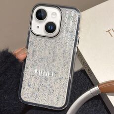 Per iPhone 15 Plus Custodia per telefono in TPU ibrido PC ondulato glitterato (nero)