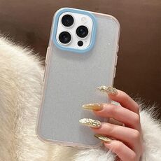 Per iPhone 15 Pro Max Custodia per telefono in TPU ibrido PC con colori a contrasto glitterati (rosa blu)