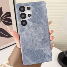 Per Samsung Galaxy S25 Ultra 5G Denim MagSafe Custodia magnetica per PC + PU Custodia per telefono (blu grigiastro)