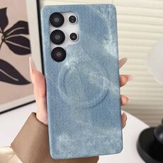 Per Samsung Galaxy S25 Ultra 5G Denim MagSafe Custodia magnetica per PC + PU Custodia per telefono (azzurro chiaro)