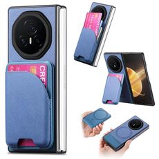 Custodia per telefono con retro magnetico in pelle e tessuto Twill per Honor Magic V3 (blu)