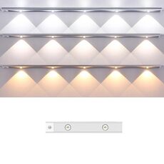Barra luminosa con sensore di movimento ricaricabile da 20 cm, lampada per armadio con telecomando (argento)