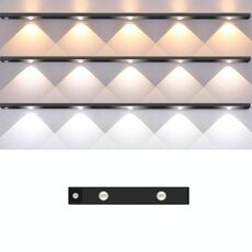 Barra luminosa con sensore di movimento ricaricabile da 20 cm, lampada per armadio con telecomando (nero)