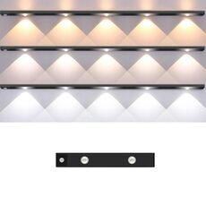 Barra luminosa con sensore di movimento ricaricabile da 30 cm, lampada per armadio con telecomando (nero)