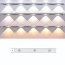 Barra luminosa con sensore di movimento ricaricabile da 40 cm, lampada per armadio con telecomando (argento)