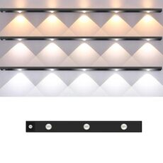 Barra luminosa con sensore di movimento ricaricabile da 40 cm, lampada per armadio con telecomando (nero)