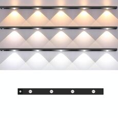 Barra luminosa con sensore di movimento ricaricabile da 60 cm, lampada per armadio con telecomando (nero)