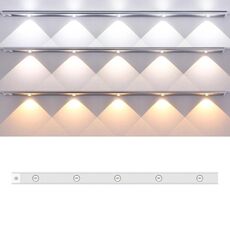Barra luminosa con sensore di movimento ricaricabile da 80 cm, lampada per armadio con telecomando (argento)