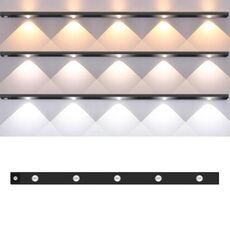 Barra luminosa con sensore di movimento ricaricabile da 80 cm, lampada per armadio con telecomando (nero)
