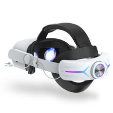 Per Meta Quest 2 VR RGB Head Strap Fascia regolabile Batteria integrata da 8000 mAh (Gaming White)