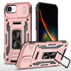 Per iPhone 16e Armor PC + TPU Camera Shield Custodia per telefono (oro rosa)