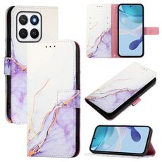 Per Honor X8c 4G PT003 Custodia in pelle con motivo in marmo (bianco viola)