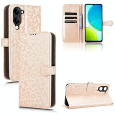 Custodia in pelle con trama a nido d'ape per vivo Y29s 5G / Y04 4G (oro)