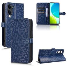Per vivo Y29s 5G / Y04 4G Custodia per telefono in pelle con trama a nido d'ape (blu)