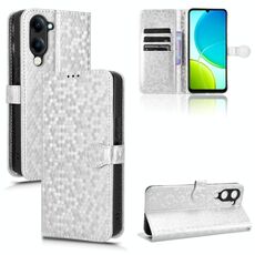 Per vivo Y29s 5G / Y04 4G Custodia per telefono in pelle con trama a nido d'ape (argento)