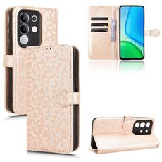 Per vivo Y29 4G Global / T4x Custodia in pelle con trama a nido d'ape (oro)
