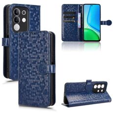 Per vivo Y29 4G Global / T4x Custodia in pelle con trama a nido d'ape (blu)
