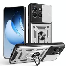 Per Honor X8c 4G Custodia per fotocamera scorrevole in TPU+PC (argento)