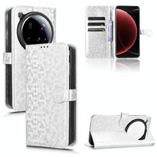 Custodia in pelle con trama a nido d'ape per Xiaomi 15 Ultra (argento)
