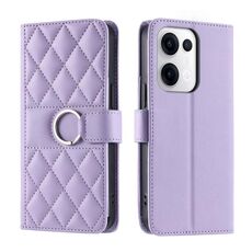 Per OPPO Reno13 5G Custodia per telefono in pelle con fibbia ad anello rombica (viola)
