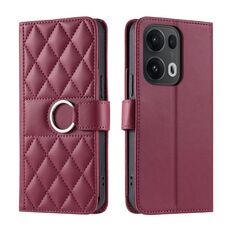 Per OPPO Reno13 Pro 5G Custodia per telefono in pelle con fibbia ad anello rombica (rosso)