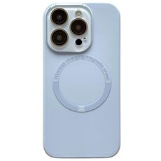 Per iPhone 16 Pro Max Custodia per telefono in silicone MagSafe con piccola finestra in vetro acrilico e lente (blu Sierra)