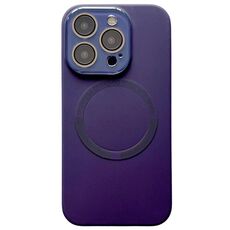 Per iPhone 16 Pro Custodia per telefono in silicone MagSafe con piccola finestra in vetro acrilico (viola scuro)