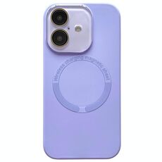 Per iPhone 16 Plus Custodia per telefono in silicone MagSafe con lente in vetro acrilico e finestra piccola (viola)