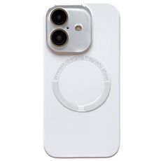 Per iPhone 16 Plus Custodia per telefono in silicone MagSafe con lente in vetro acrilico e finestra piccola (bianca)