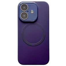 Per iPhone 16 Plus Custodia per telefono in silicone MagSafe con piccola finestra in vetro acrilico (viola scuro)