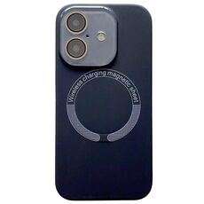 Per iPhone 16 Plus Custodia per telefono in silicone MagSafe con piccola finestra in vetro acrilico (nero)