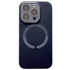 Per iPhone 15 Pro Max Custodia per telefono in silicone MagSafe con piccola finestra in vetro acrilico (nero)