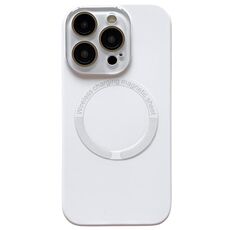 Per iPhone 15 Pro Custodia per telefono in silicone MagSafe con lente in vetro acrilico e finestra piccola (bianca)