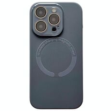 Per iPhone 14 Pro Max Custodia per telefono in silicone MagSafe con lente in vetro acrilico e finestra piccola (nero carbonio)