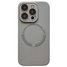 Per iPhone 13 Pro Custodia per telefono in silicone MagSafe con lente in vetro acrilico e finestra piccola (grigio)