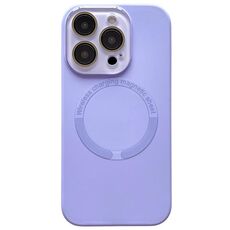 Per iPhone 12 Pro Max Custodia per telefono in silicone MagSafe con piccola finestra in vetro acrilico (viola)