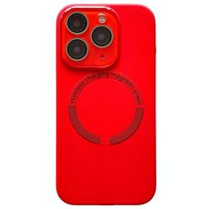 Per iPhone 11 Pro Custodia per telefono in silicone MagSafe con lente in vetro acrilico e finestra piccola (rosso)