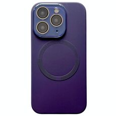 Per iPhone 11 Pro Custodia per telefono in silicone MagSafe con piccola finestra in vetro acrilico e lente (viola scuro)