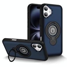 Per iPhone 16 Plus Custodia magnetica per telefono con supporto ad anello (blu)