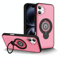 Per iPhone 16 Plus Custodia magnetica con supporto ad anello (rosa brillante)