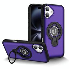 Per iPhone 16 Plus Custodia magnetica per telefono con supporto ad anello (viola)