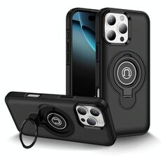 Per iPhone 16 Pro Custodia magnetica per telefono con supporto ad anello (nero)