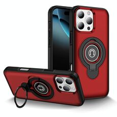 Per iPhone 16 Pro Custodia magnetica per telefono con supporto ad anello (rosso)