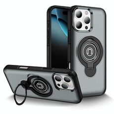 Per iPhone 16 Pro Custodia magnetica per telefono con supporto ad anello (grigio)