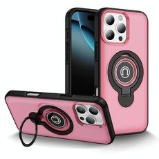 Per iPhone 16 Pro Custodia magnetica per telefono con supporto ad anello (rosa brillante)