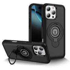 Custodia magnetica con supporto ad anello per iPhone 16 Pro Max (nera)