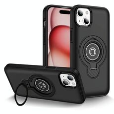 Per iPhone 15 Custodia magnetica con supporto ad anello (nero)
