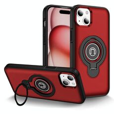 Per iPhone 15 Custodia magnetica per telefono con supporto ad anello (rosso)